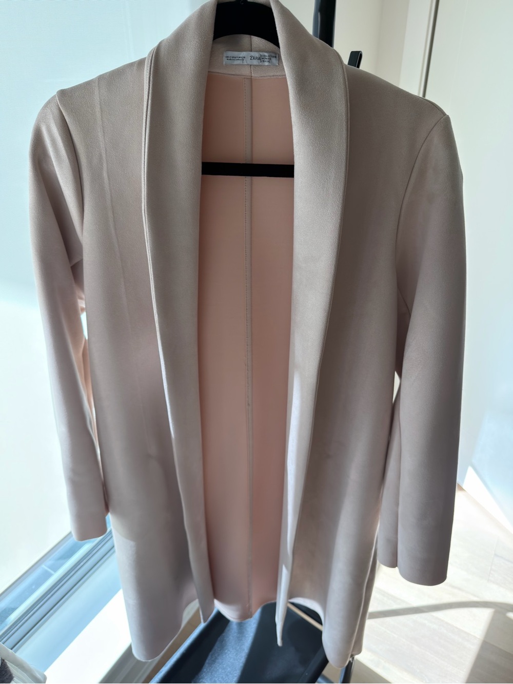 Zara Light Pink Faux Suede Coat Size S